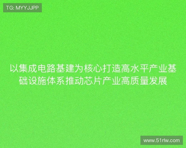 以集成电路基建为核心打造高水平产业基础设施体系推动芯片产业高质量发展